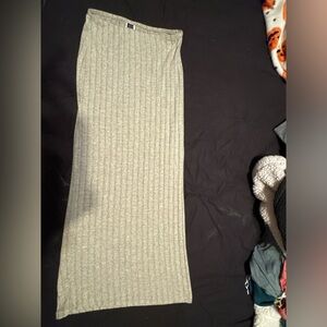Grey Ribbed Midi Skirt- Size Medium (SHEIN)